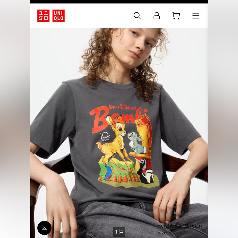 Uniqlo Magic for all Timeless Bambi tee- worn twice- 35‎ retail